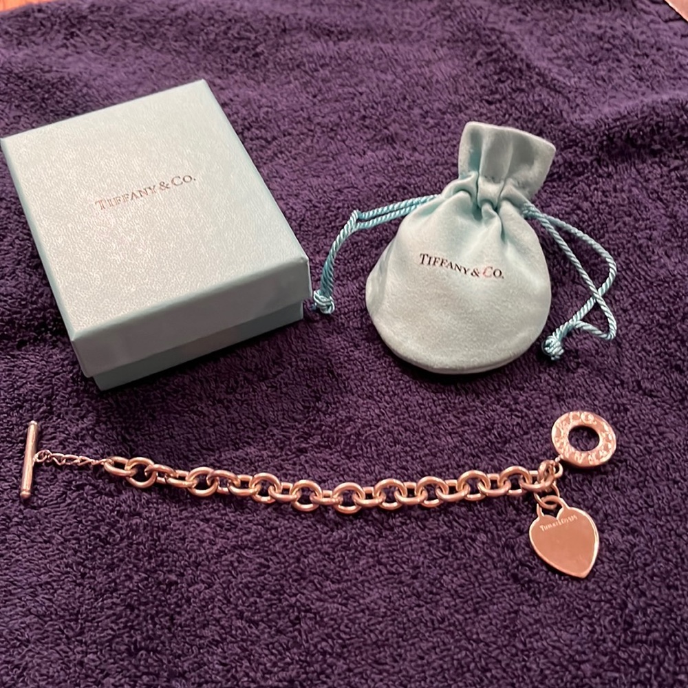 Genuine Tiffany & Co. Heart Tag Toggle Charm Bracelet